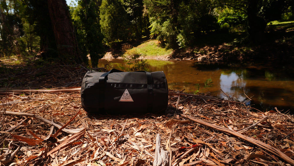 Handcrafted Stirling round canvas bag, weather-resistant and durable for camping and outdoor adventures