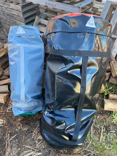 Handcrafted PVC swag storage bag, available in Single, 3/4, and Double sizes, built for rugged outback transport